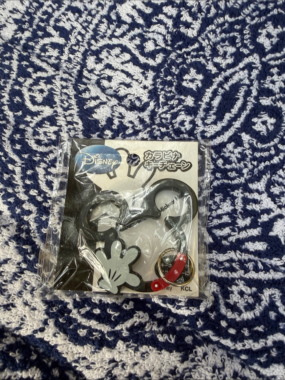 Disney Black & White Mickey Silhouette Keychain with Red Accent